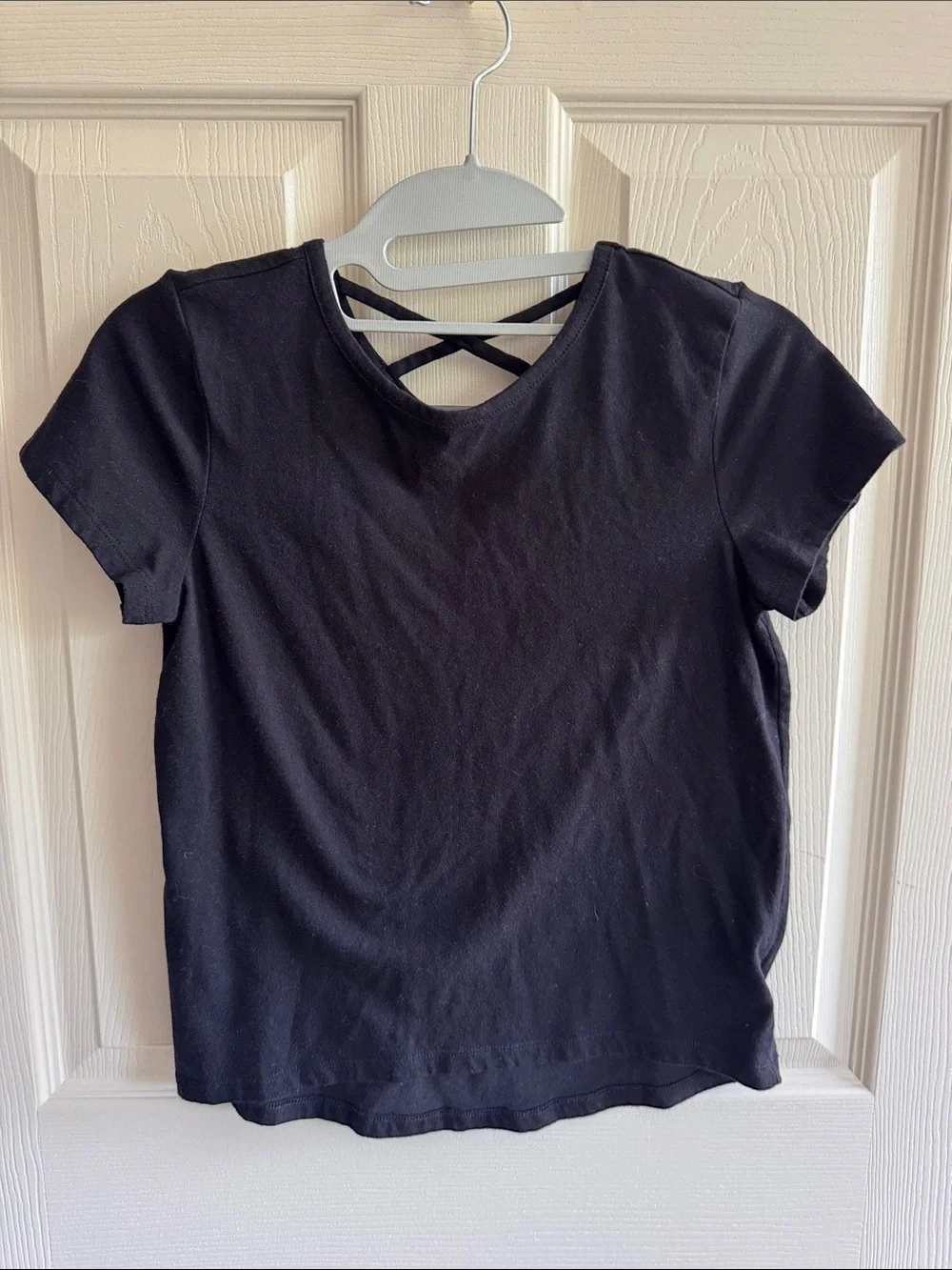 Old Navy Girls' White and black Short-Sleeve Tee with Back Strap Detail (bundle)